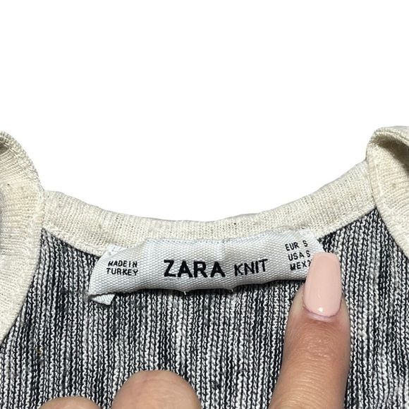 Zara Knit Thin Striped Sleeveless Cropped Halter Top S - Picture 3 of 9